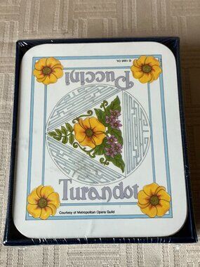 NOS Vintage American Pennyroyal of Six (6) Opera Flowers Coasters